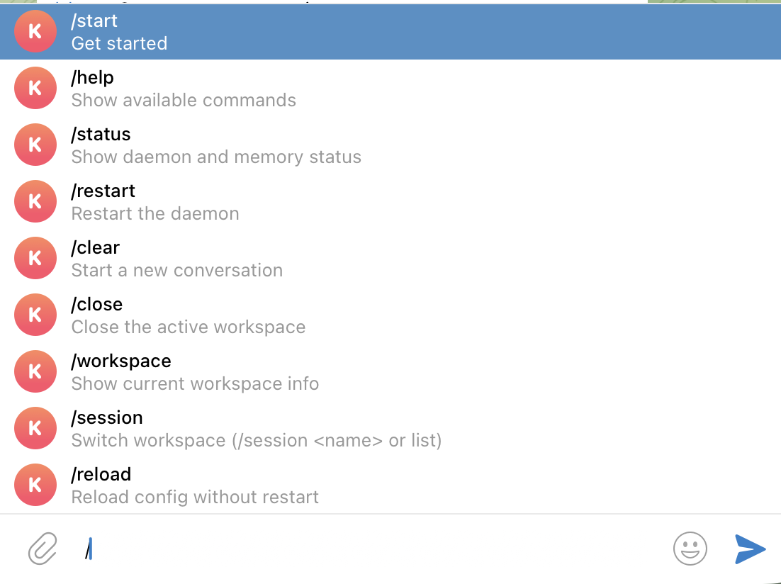 Telegram commands